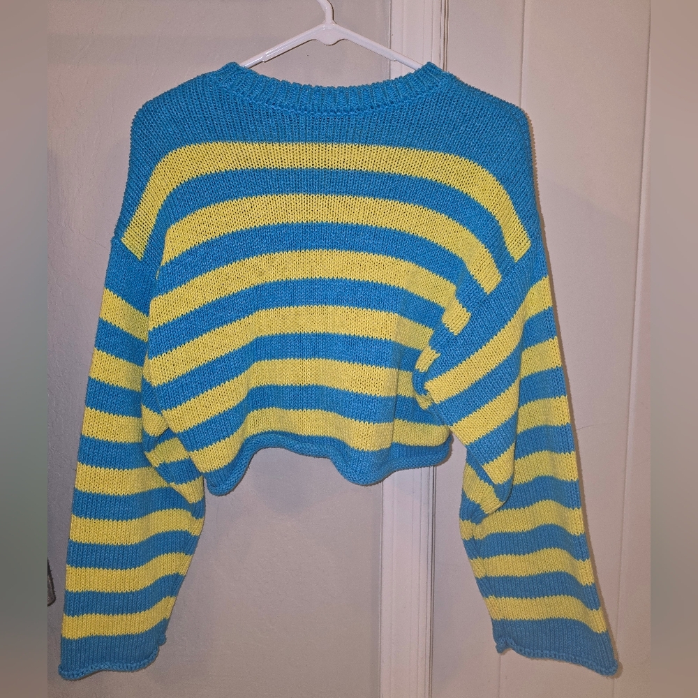 Zara Striped Distressed Knit Cropped Sweater Size: Small - Picture 7 of 7